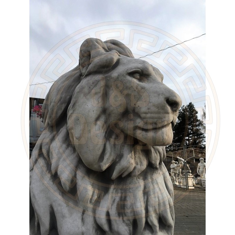 XXXL Löwe Löwen Tierfigur Torwächter Türwächter Steinfigur Steinskulptur Garten von vorne links schauend