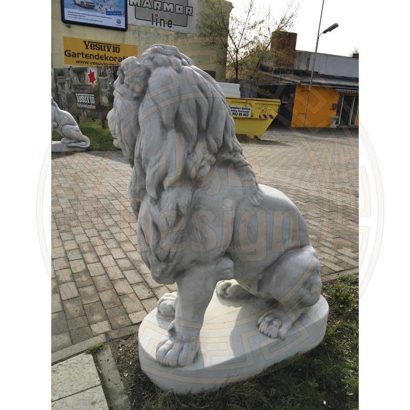 XXXL Löwe Löwen Tierfigur Torwächter Türwächter Steinfigur Steinskulptur Garten von vorne links schauend