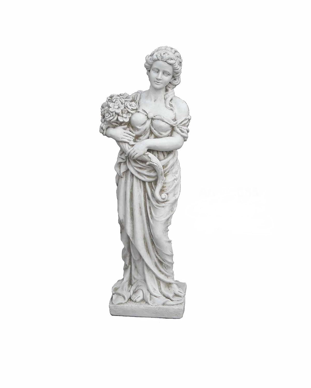 Blumenfrau Griechische Gartenfigur mit Blumen Steinfigur Frauenfigur