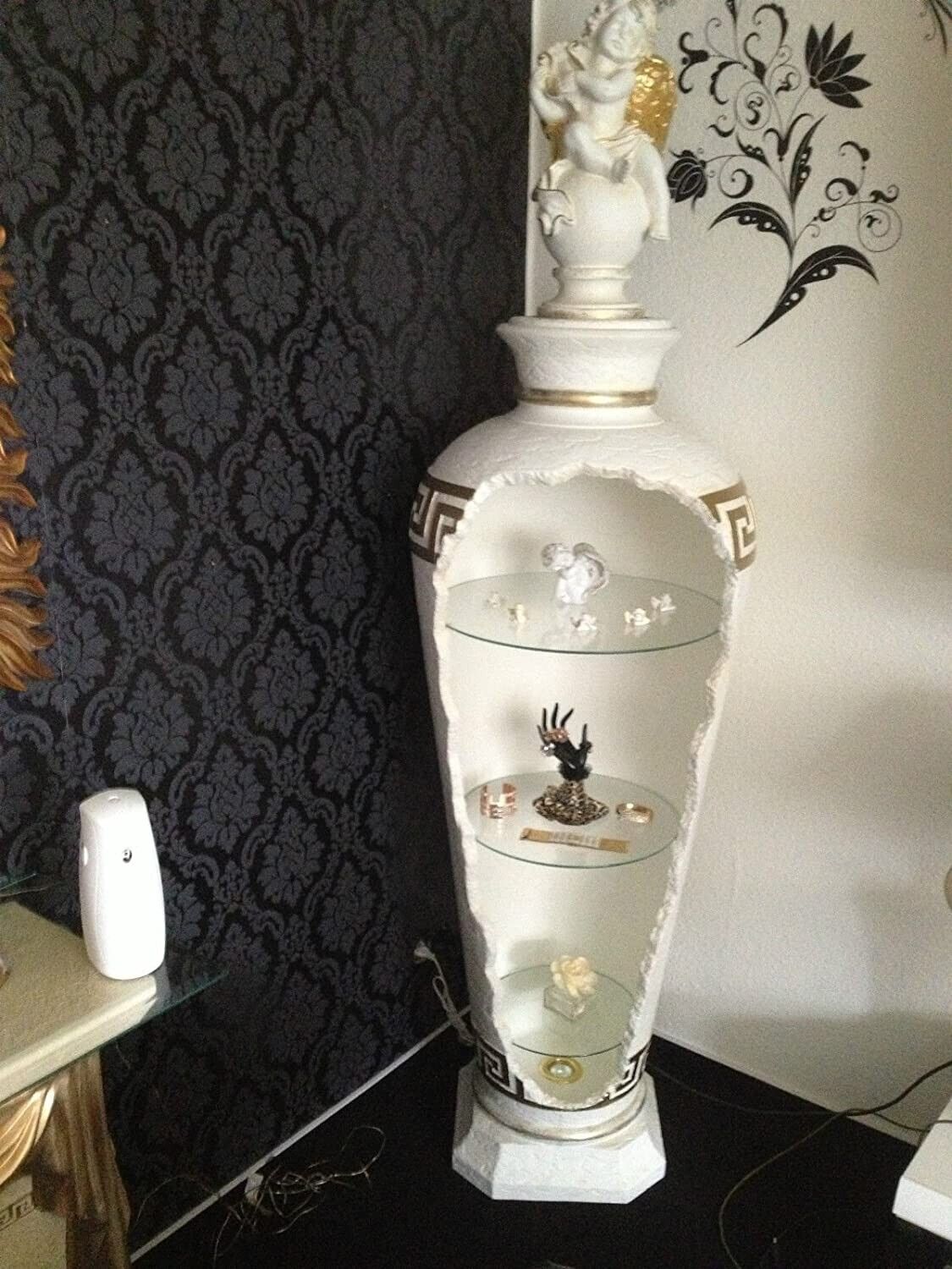Barvitrine Vitrine im Barockstil Antik Mäander Beleuchtet Retro 155.cm