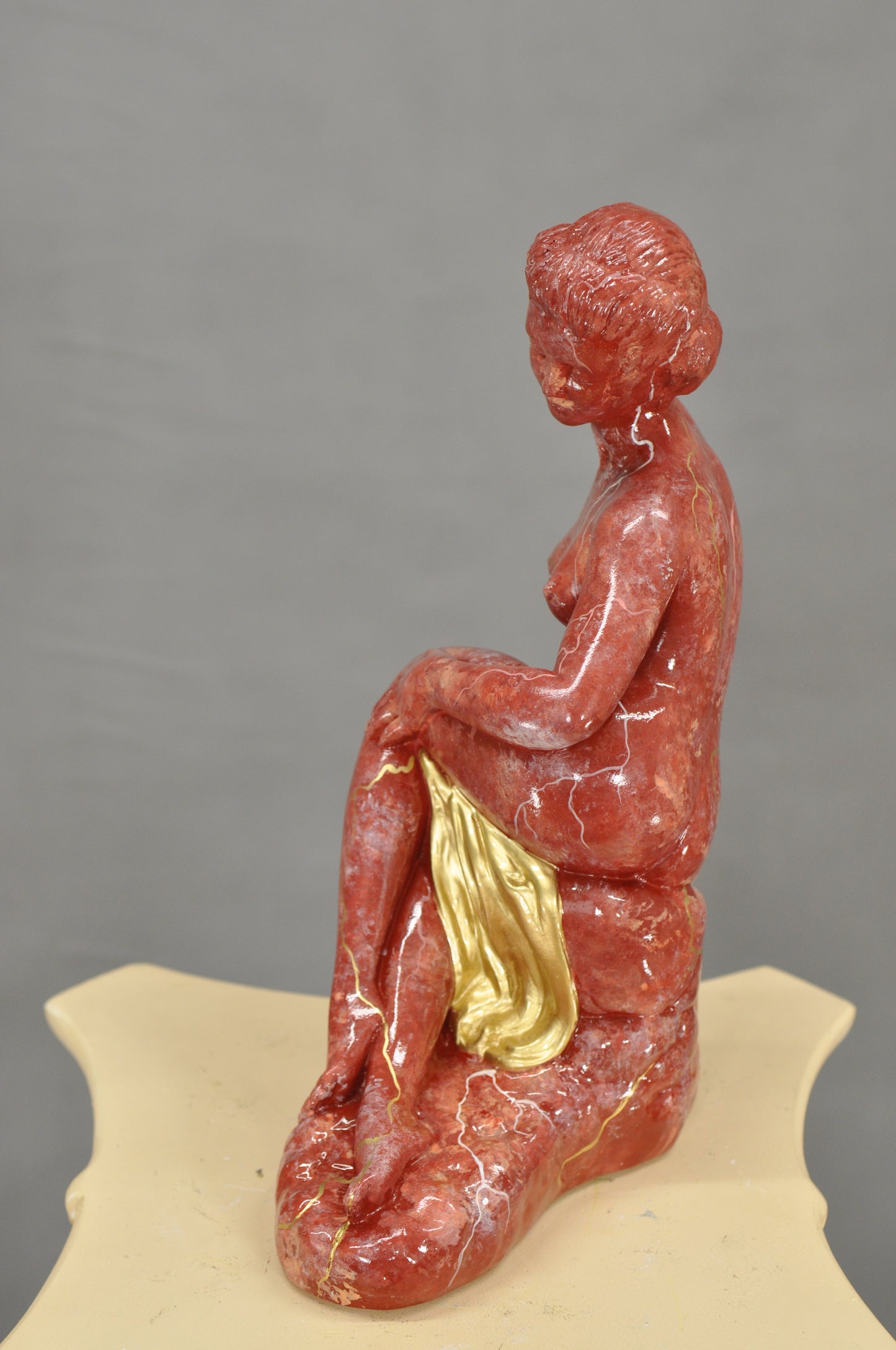 Frauenfigur Frauenstatue Skulptur Frauenbüste Handbemalt Vintage Stil Jugendstil
