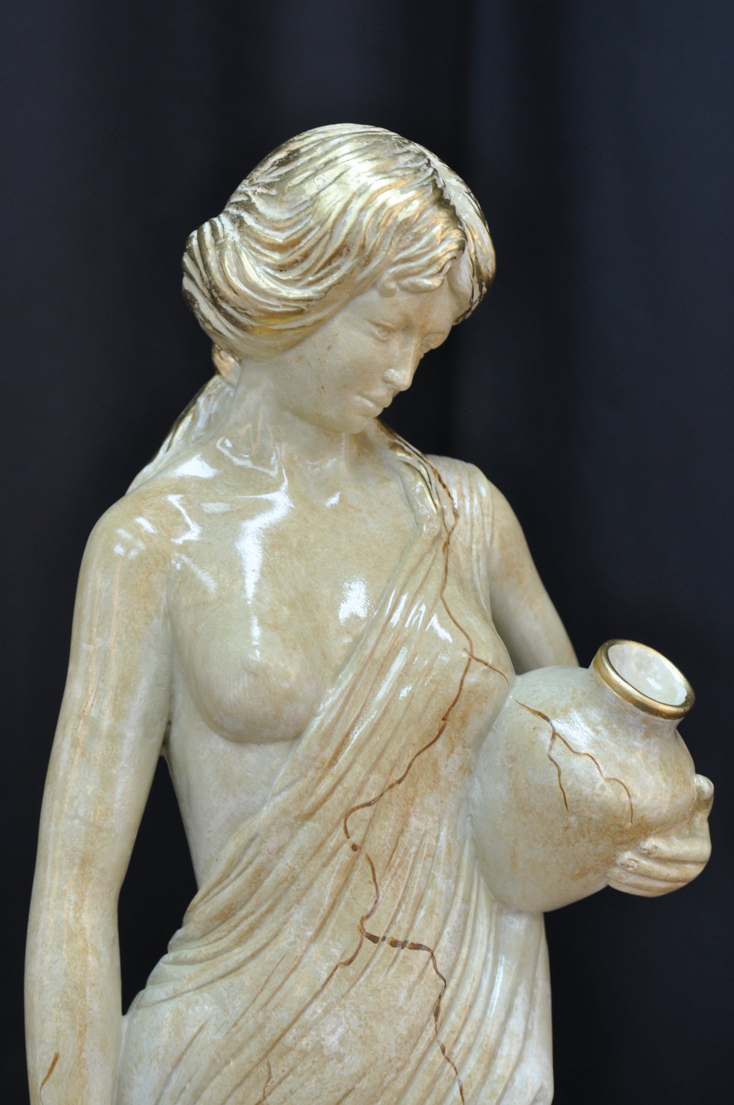 Frauenfigur Frauenstatue Skulptur Frauenbüste Handbemalt Vintage Stil Jugendstil