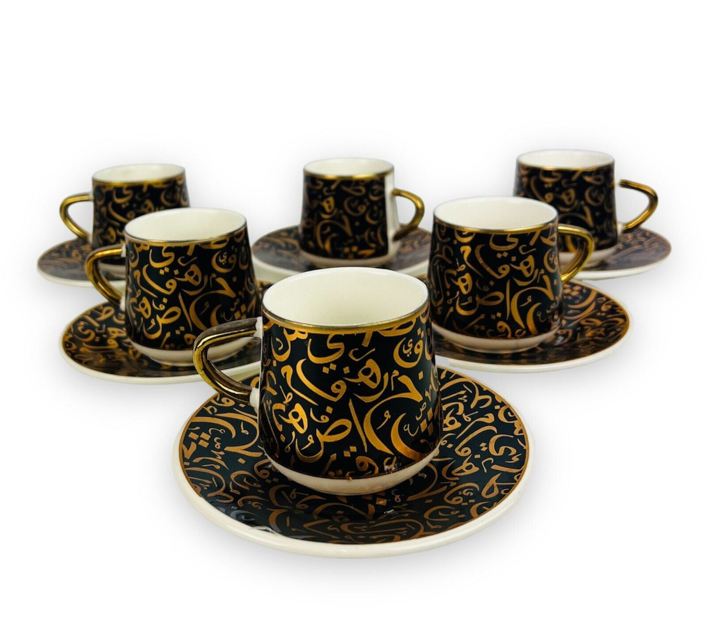 Luxus Gold Espressotassen 12 TLG für 6 Personen Tassen+Untertassen 75 Ml