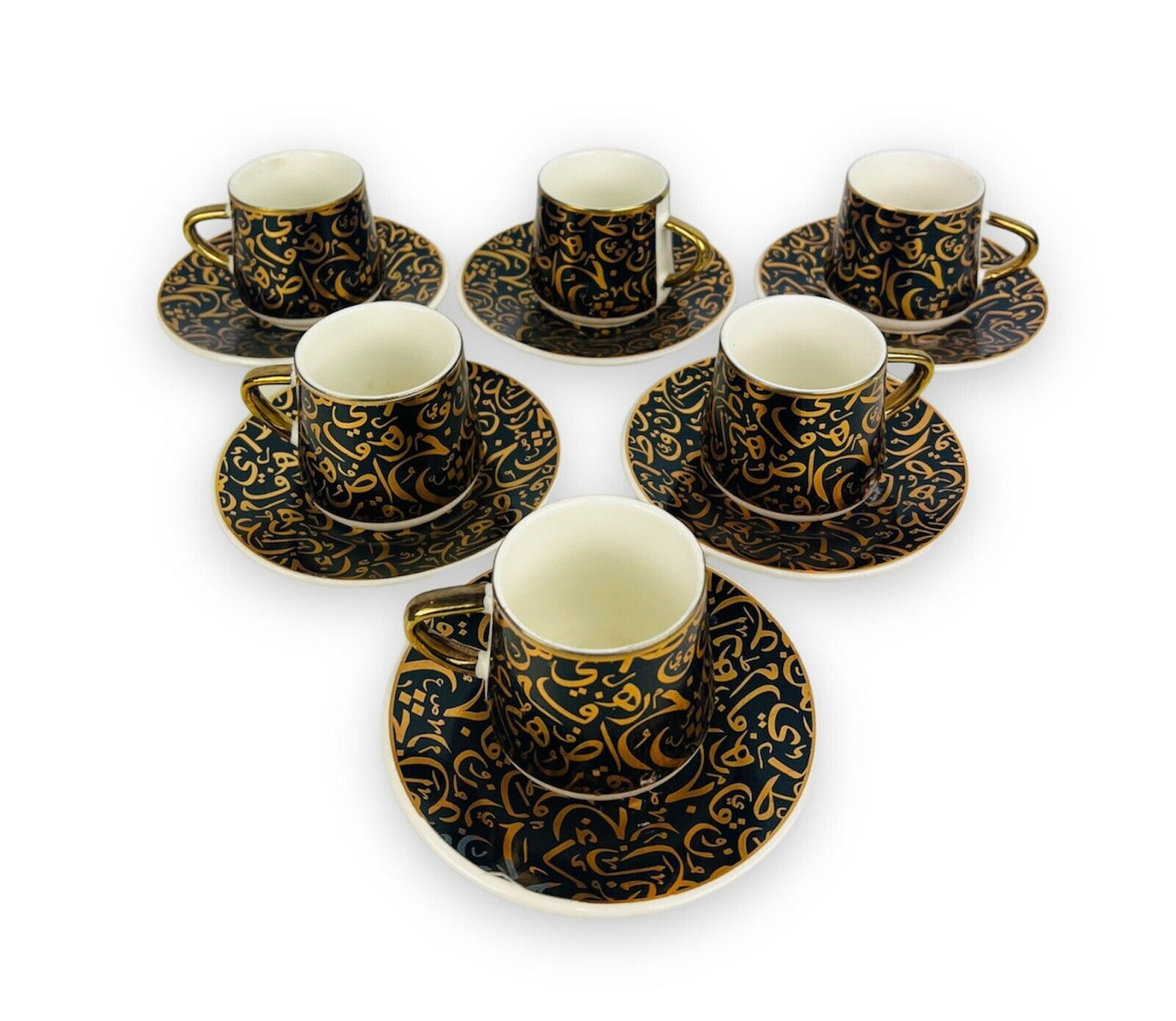 Luxus Gold Espressotassen 12 TLG für 6 Personen Tassen+Untertassen 75 Ml
