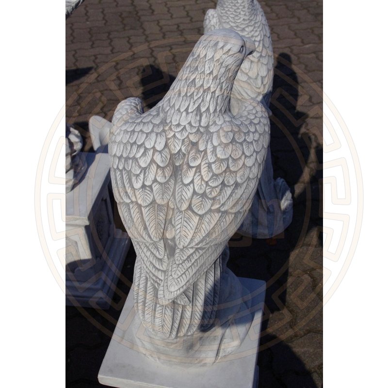 2x Steinadler Raubvogel Greifvogel Gartenfigur 2x Säulensockel Steinsäule Säule