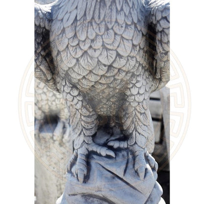 2x Steinadler Raubvogel Greifvogel Gartenfigur 2x Säulensockel Steinsäule Säule