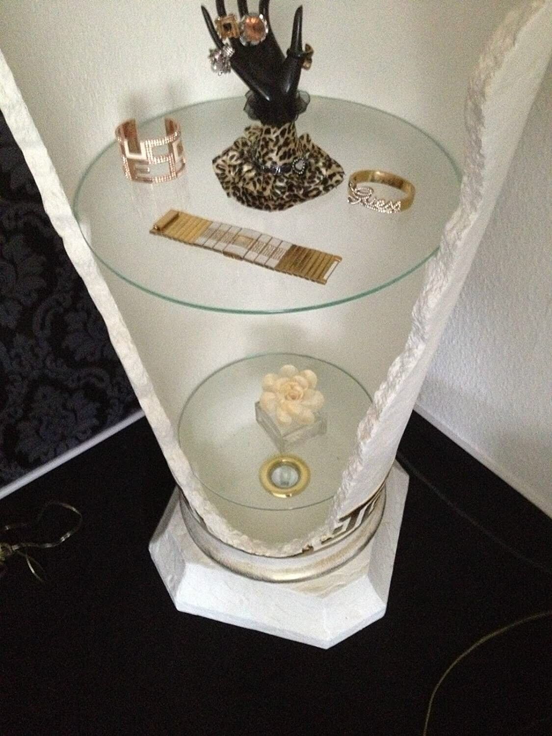 Barvitrine Vitrine im Barockstil Antik Mäander Beleuchtet Retro 155.cm