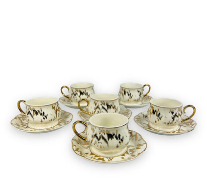 Designer Espressotassen 12 TLG für 6 Personen Barock Stil Mokka Tassen NEU 60 ML weiss-Gold