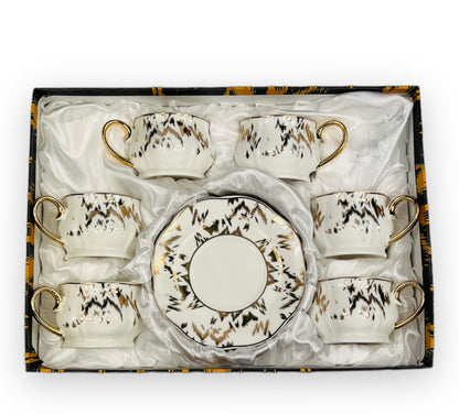 Designer Espressotassen 12 TLG für 6 Personen Barock Stil Mokka Tassen NEU 60 ML weiss-Gold