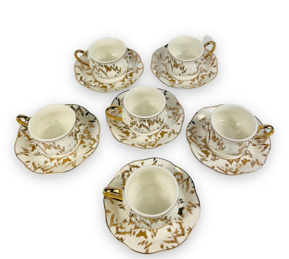 Designer Espressotassen 12 TLG für 6 Personen Barock Stil Mokka Tassen NEU 60 ML weiss-Gold