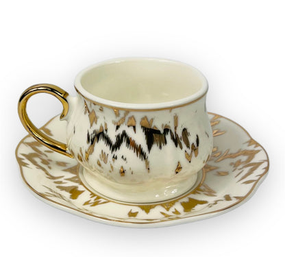 Designer Espressotassen 12 TLG für 6 Personen Barock Stil Mokka Tassen NEU 60 ML weiss-Gold