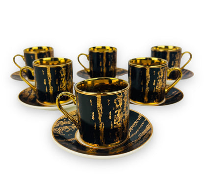 Luxus Gold Espressotassen 12 TLG für 6 Personen Mäander Stil
