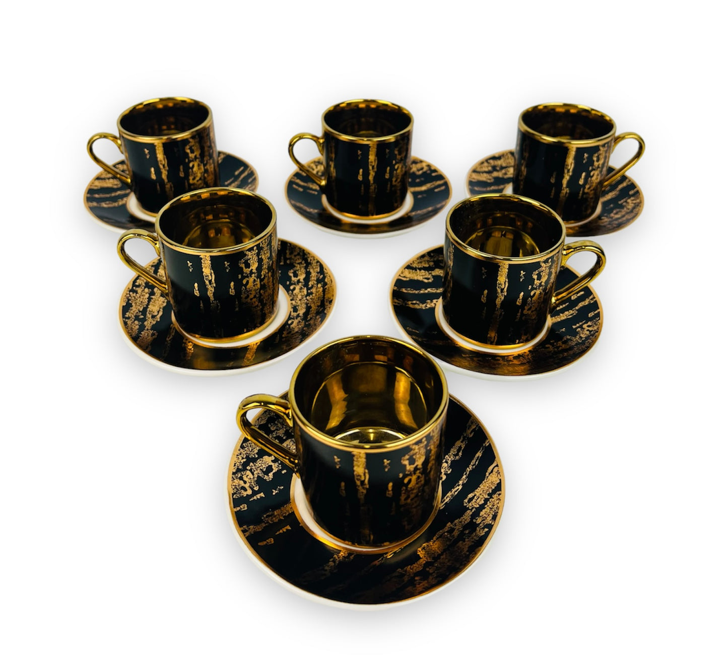 Luxus Gold Espressotassen 12 TLG für 6 Personen Mäander Stil