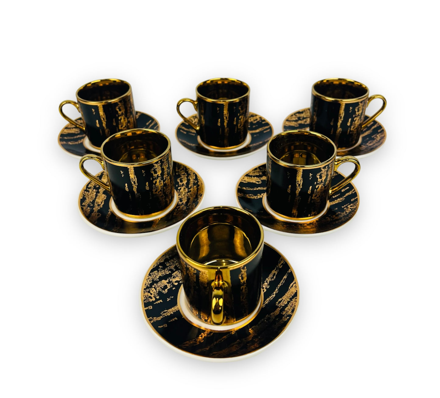Luxus Gold Espressotassen 12 TLG für 6 Personen Mäander Stil