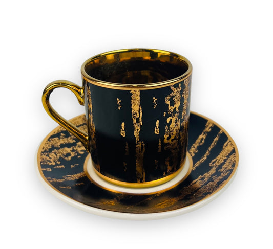 Luxus Gold Espressotassen 12 TLG für 6 Personen Mäander Stil