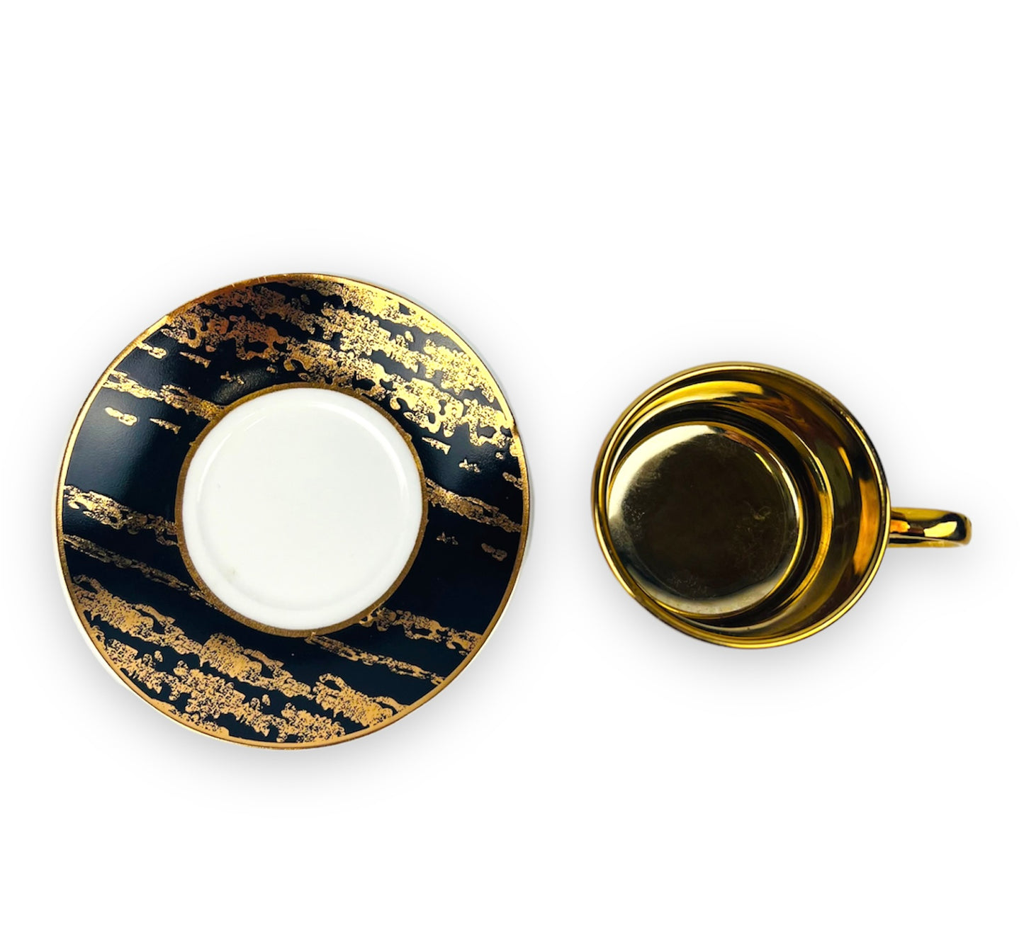 Luxus Gold Espressotassen 12 TLG für 6 Personen Mäander Stil