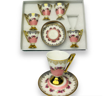 Luxus Rosa-Gold Espressotassen 12 TLG für 6 Personen im Vintage Stil 100 Ml