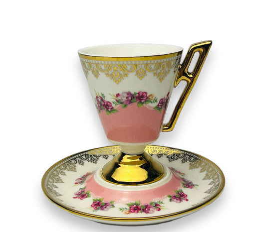 Luxus Rosa-Gold Espressotassen 12 TLG für 6 Personen im Vintage Stil 100 Ml