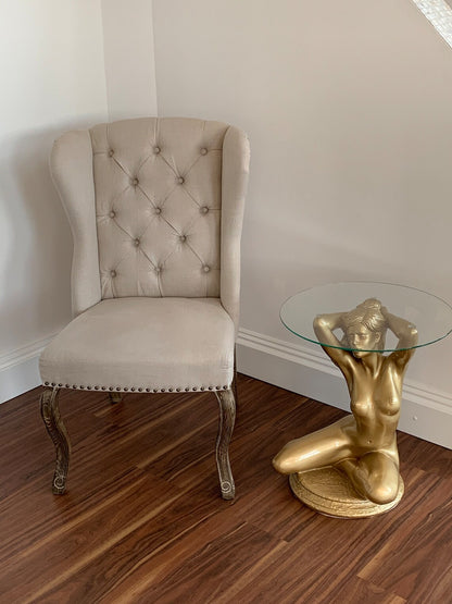 Figurentisch im Frauen Design Beistelltisch, Couchtisch, Glastisch Antik Stil