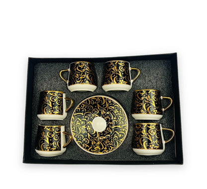 Luxus Gold Espressotassen 12 TLG für 6 Personen Tassen+Untertassen 75 Ml