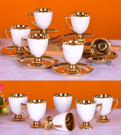 Luxus Gold Espressotassen 12 TLG für 6 Personen im Vintage Stil