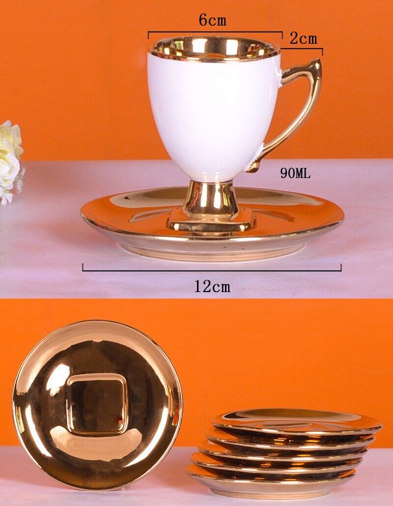 Luxus Gold Espressotassen 12 TLG für 6 Personen im Vintage Stil