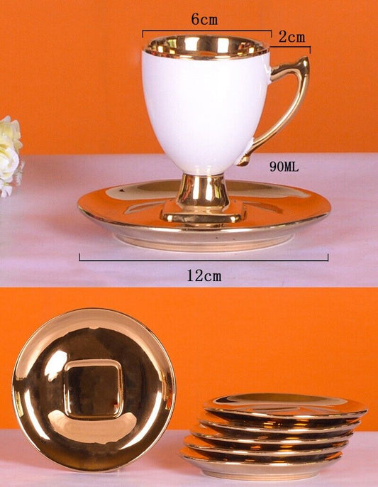 Luxus Gold Espressotassen 12 TLG für 6 Personen im Vintage Stil